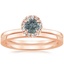 14K Rose Gold Vienna Diamond Ring with Petite Quattro Wedding Ring