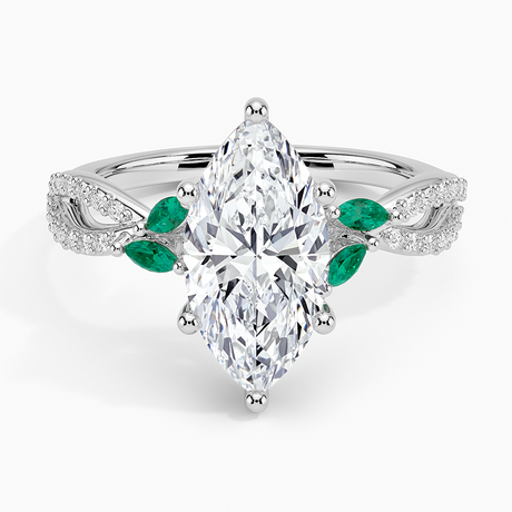 Luxe Willow Lab Emerald and Diamond Ring (1/8 ct. tw.)