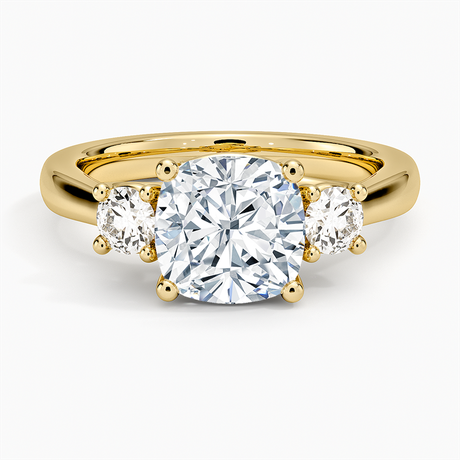 18K Yellow Gold Petite Three Stone Trellis Diamond Ring (1/3 ct. tw.)