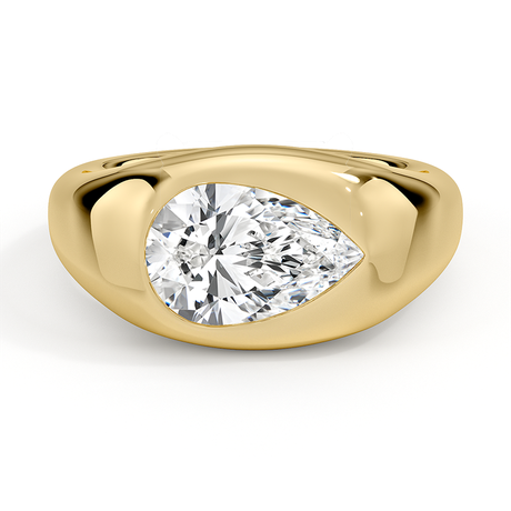 Flush Set Solitaire Diamond Dome Ring