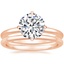 14K Rose Gold North Star Ring with Petite Comfort Fit Wedding Ring
