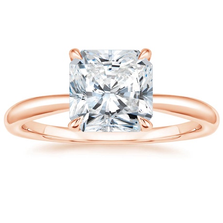 14K Rose Gold Freesia Ring with Curved Versailles Diamond Ring
