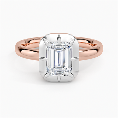 14K Rose Gold Harper Mixed Metal Solitaire Ring