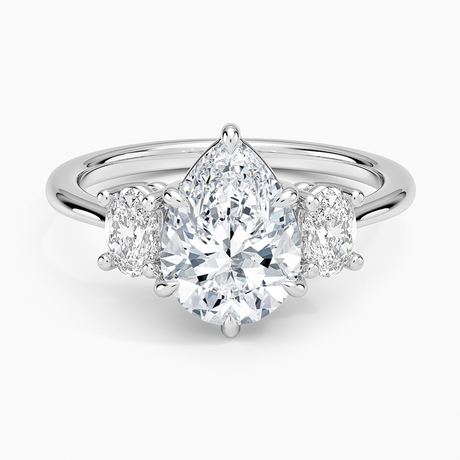 18K White Gold Oval-Cut Three Stone Diamond Ring (1/2 ct. tw.)
