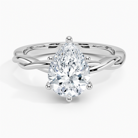 18K White Gold Twisted Vine Hidden Halo Diamond Ring