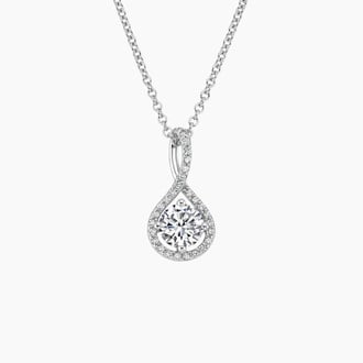Diamond Pavé Twist Pendant in 18K White Gold