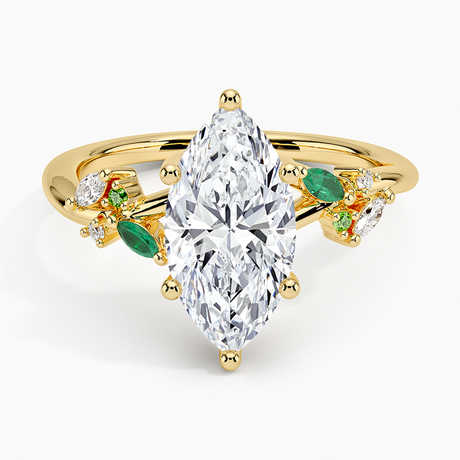 Arden Diamond Ring with Lab Emerald Accents - Brilliant Earth