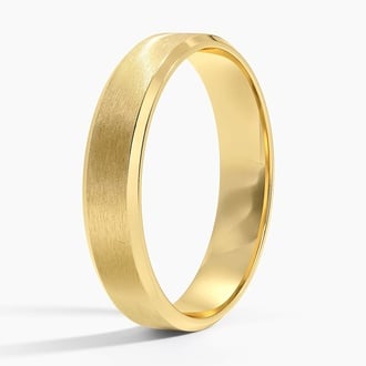 Slim Profile Beveled Edge Matte 4.5mm Wedding Ring in 18K Yellow Gold