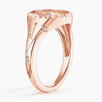Aries Zodiac Diamond Signet Ring
