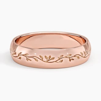 Verdure Engraved 5mm Ring in 14K Rose Gold