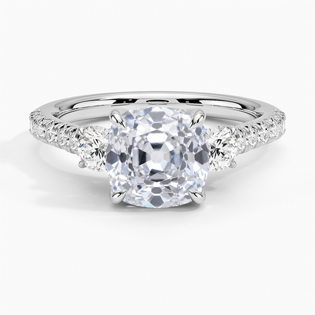Pavé Three Stone Diamond Ring