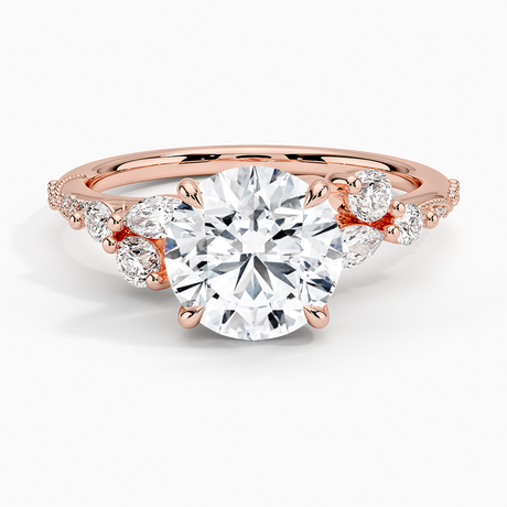 14K Rose Gold Luxe Camellia Milgrain Diamond Ring