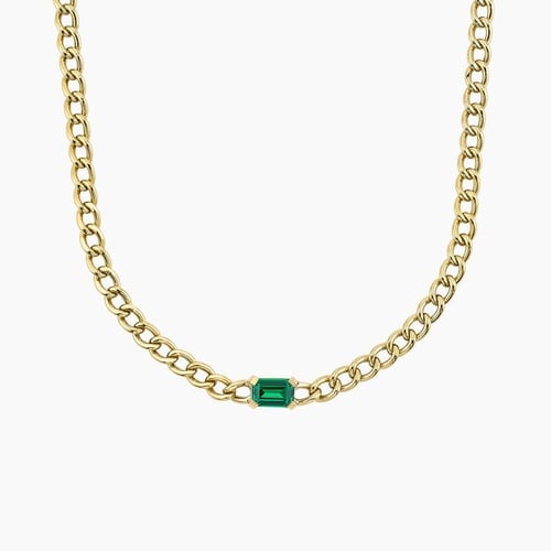 randy ネックレス　イエロー Kendall Lab Grown Emerald Chain Necklace in 14K Yellow Gold
