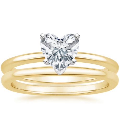 18K Yellow Gold Four-Prong Petite Comfort Fit Bridal Set