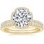 18K Yellow Gold Quadrille Halo Diamond Ring with Luxe Ballad Diamond Ring (1/4 ct. tw.)