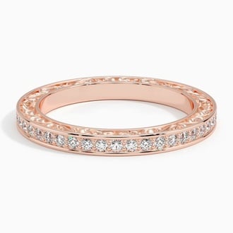 Antique Scroll Engraved Eternity Diamond Ring (2/5 ct. tw.) in 14K Rose Gold