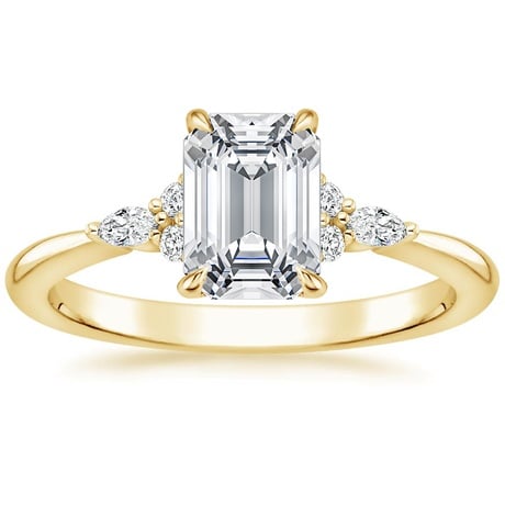 18K Yellow Gold Nadia Diamond Ring with Aria Contoured Diamond Ring
