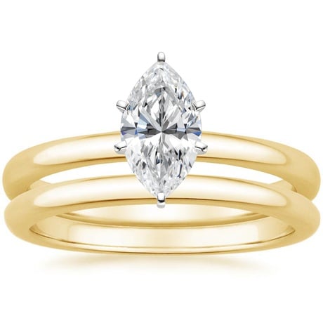 18K Yellow Gold Six-Prong 2mm Comfort Fit Bridal Set