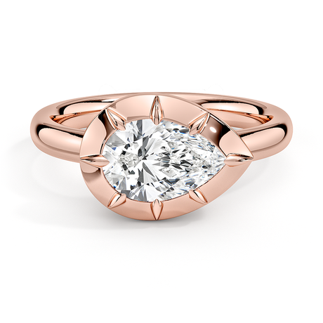 14K Rose Gold Harper East-West Bezel-Prong Solitaire Ring