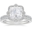 18KW Moissanite Reina Diamond Ring with Luxe Ballad Diamond Ring (1/4 ct. tw.), smalltop view