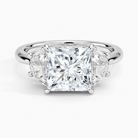Half Moon Three Stone Diamond Ring