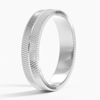 Dezi Herringbone 5mm Ring in Platinum
