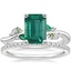 18K White Gold Arden Diamond Ring with Lab Emerald Accents with Luxe Ballad Diamond Ring (1/4 ct. tw.)