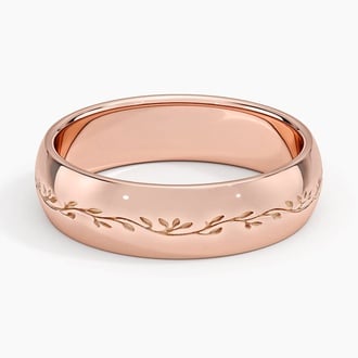 Verdure Engraved 5mm Ring in 14K Rose Gold