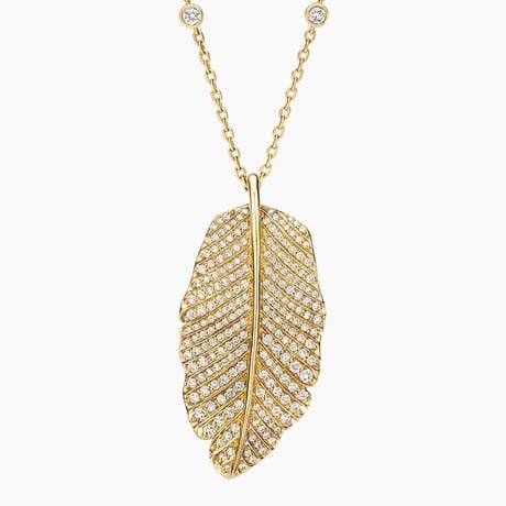 Jane Goodall Luxe Pavé Leaf Lab Diamond Pendant in 18K Yellow Gold