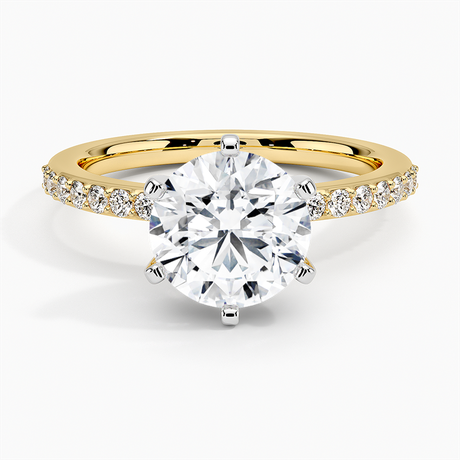 18K Yellow Gold Six Prong Petite Shared Prong Diamond Ring (1/5 ct. tw.)