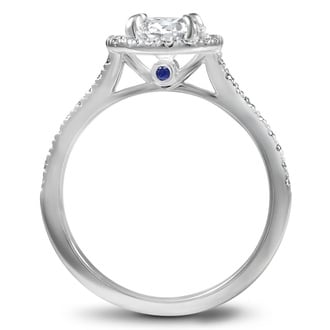 Custom Halo Diamond Ring with Surprise Sapphire Accents