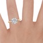18K Yellow Gold Floral Lattice Solitaire Ring, smallzoomed in top view on a hand