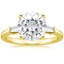18K Yellow Gold Tapered Baguette Three Stone Diamond Ring, smalltop view