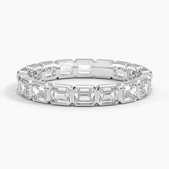 East-West Bezel Emerald Cut Eternity Lab Diamond Ring in Platinum