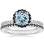 18KW Aquamarine Waverly Diamond Ring with Black Diamond Accents with Luxe Ballad Black Diamond Ring, smalltop view