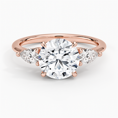 14K Rose Gold Adorned Opera Three Stone Diamond Ring (1/2 ct. tw.)