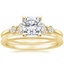 18K Yellow Gold Miroir Diamond Ring with Petite Comfort Fit Wedding Ring