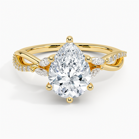 18K Yellow Gold Petite Twisted Willow Diamond Ring