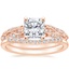 14K Rose Gold Plume Diamond Ring with Petite Curved Diamond Ring