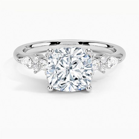 18K White Gold Rosette Diamond Ring