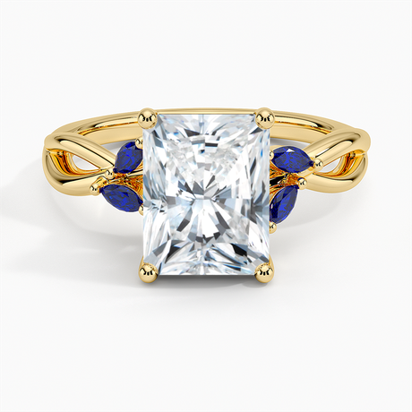 18K Yellow Gold Willow Ring With Sapphire Accents