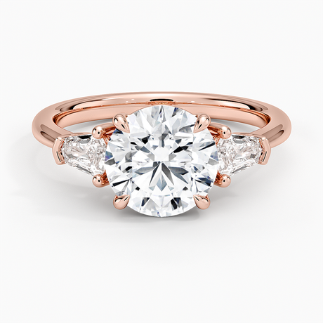 14K Rose Gold Shield Cut Three Stone Diamond Ring (1/4 ct. tw.)