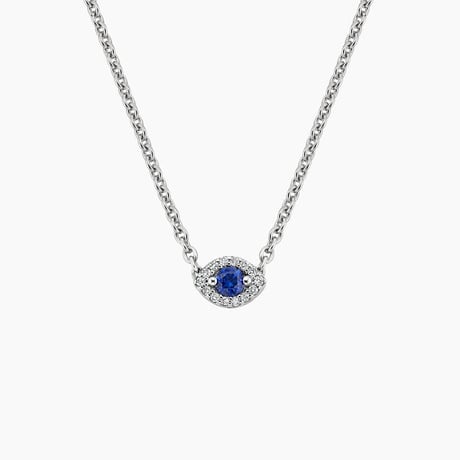 Evil Eye Lab Sapphire and Diamond Pendant Necklace