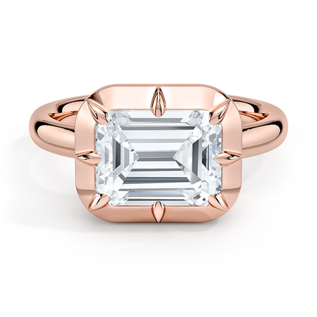 14K Rose Gold Harper East-West Bezel-Prong Solitaire Ring