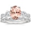 18KW Morganite Three Stone Luxe Willow Diamond Ring with Luxe Winding Willow Diamond Ring, smalltop view