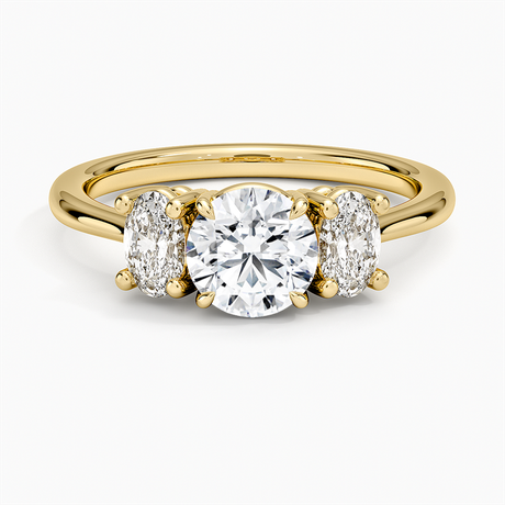 18K Yellow Gold Oval-Cut Three Stone Diamond Ring (1/2 ct. tw.)