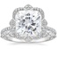 18KW Moissanite Reina Diamond Ring with Versailles Diamond Ring (3/8 ct. tw.), smalltop view