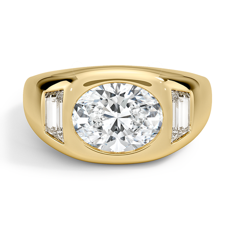 18K Yellow Gold Sloane Three Stone Trapezoid Dome Diamond Ring (1/2 ct. tw.)