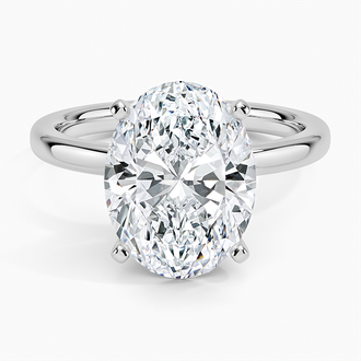 Comfort Fit 2mm Solitaire with 4ct Oval Certified Lab Diamond in 18K White Gold