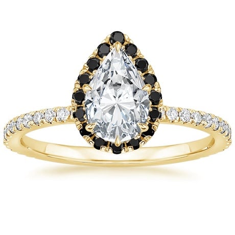 18K Yellow Gold Waverly Diamond Ring with Black Diamond Accents with Luxe Ballad Diamond Ring